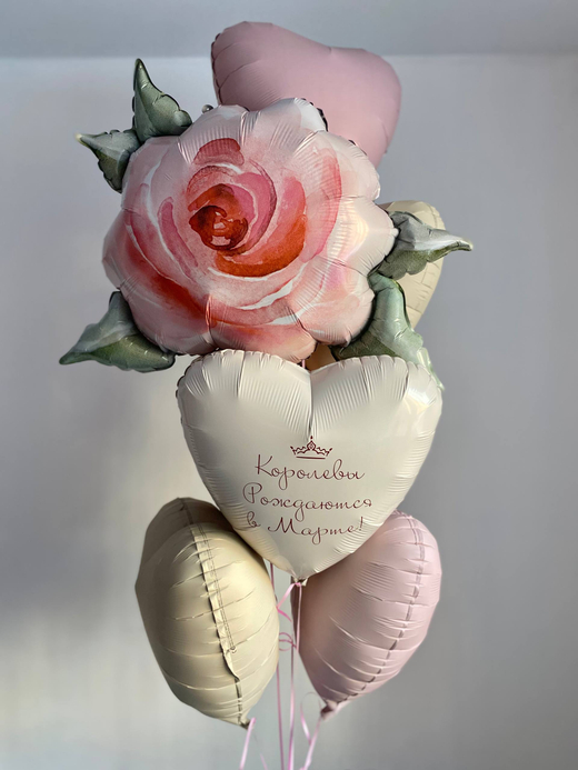 Воздушные гелиевые шарики с доставкой по Хабаровску роза Акварель цветок №4864
