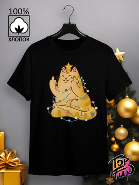 Футболка Котик гирлянда