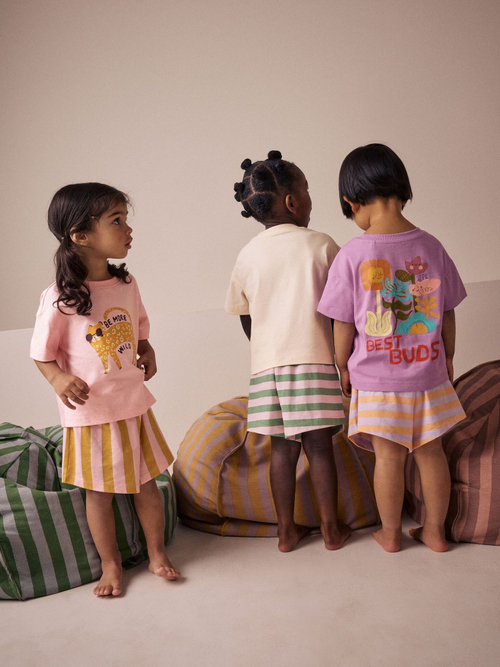 Пижама для девочки Next AC0-770, 3 шт., Розовый, Сиреневый