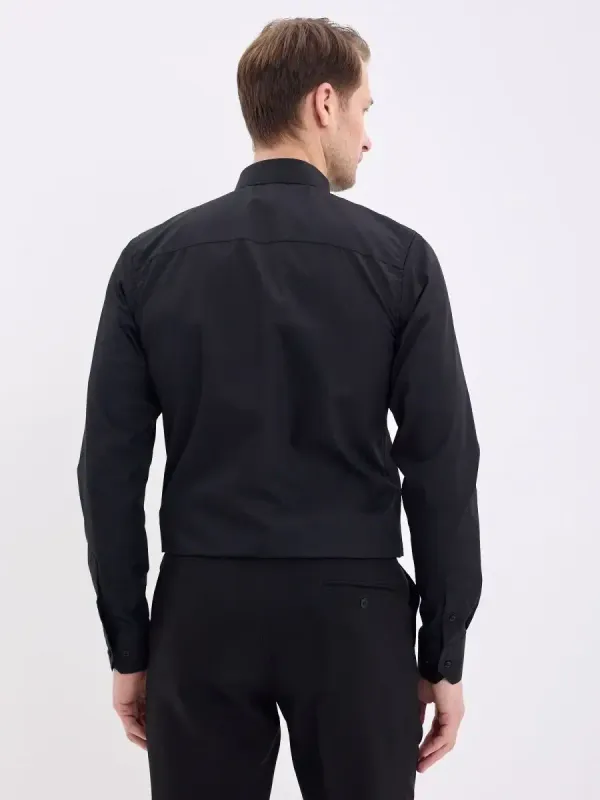 Рубашка на высокий рост LONG SLIM FIT с длинным рукавом, черная