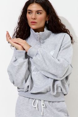 Олимпийка с короткой молнией "Âme Sirène" цвета серый меланж