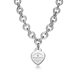 Колье из серебра 925 с бриллиантом,Tiffany 💙 Heart Tag Necklace✨Exclusive✨