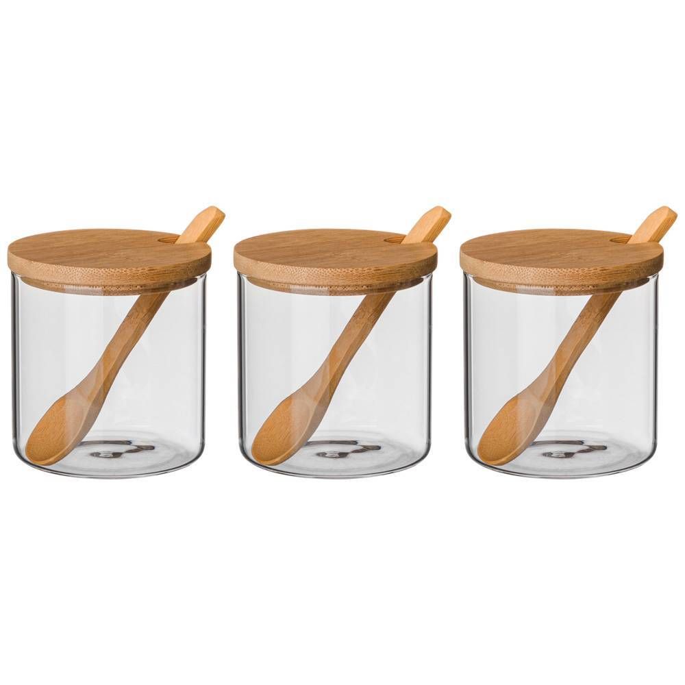 НАБОР ЕМКОСТИ ДЛЯ СЫПУЧИХ AGNESS "NATIVE", 10 ПРЕДМЕТОВ, ДИАМЕТР 8 СМ, ВЫСОТА 8 СМ БОРОСИЛИКАТНОЕ