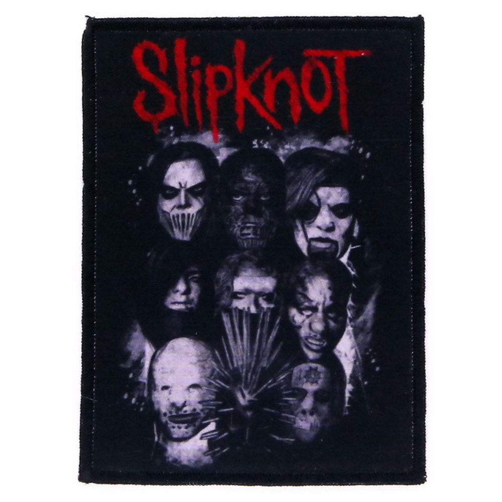 Нашивка Slipknot маски надпись красная (438)