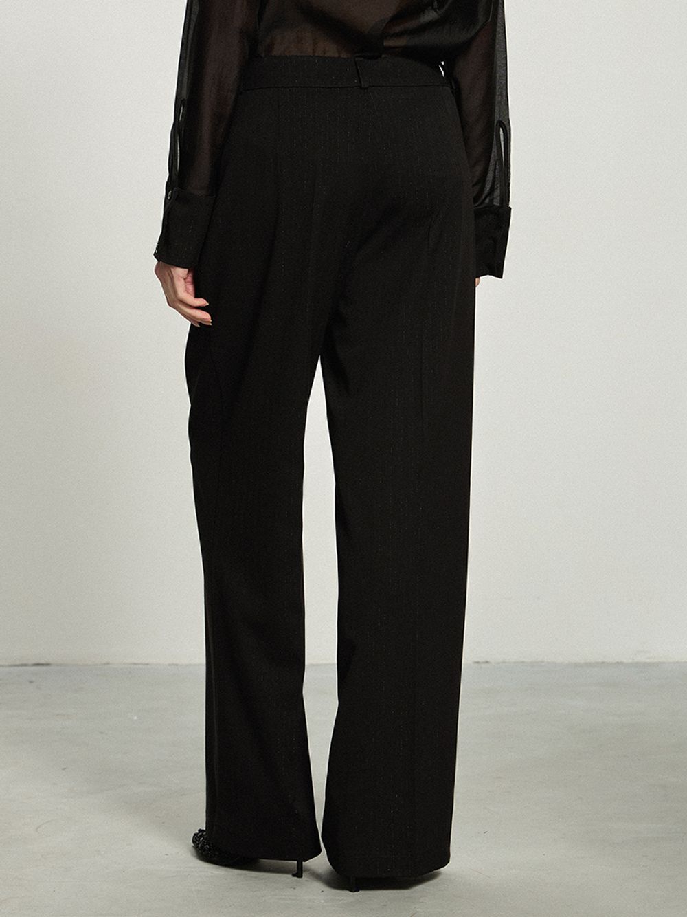 Брюки Палаццо на молнии черные люрекс вискоза