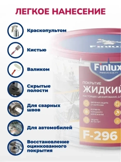 Полиуретановая краска Finlux F-296, грунтовка по металлу, жидкий цинк 96%, 1 кг