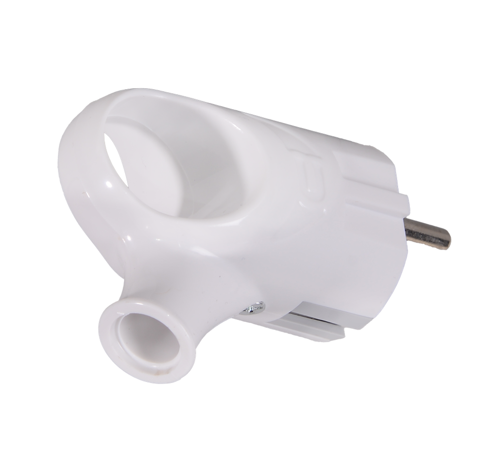 Вилка угловая с ушком с/з, белая 16А 250В Вихрь