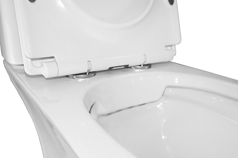 Унитаз напольный Azario FRETTA ROUND 650x340x790 безободковый, в комплекте прямым сиденьем микролифт (AZ-7121A)