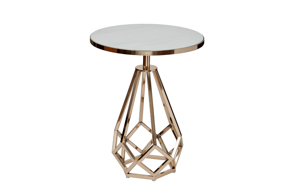 Стол журнальный Garda Decor Garda Decor с мраморной столешницей d50*62 см, цвет опоры золото