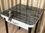 Кухонный раскладной стол с ящиком на черных ножках Silver