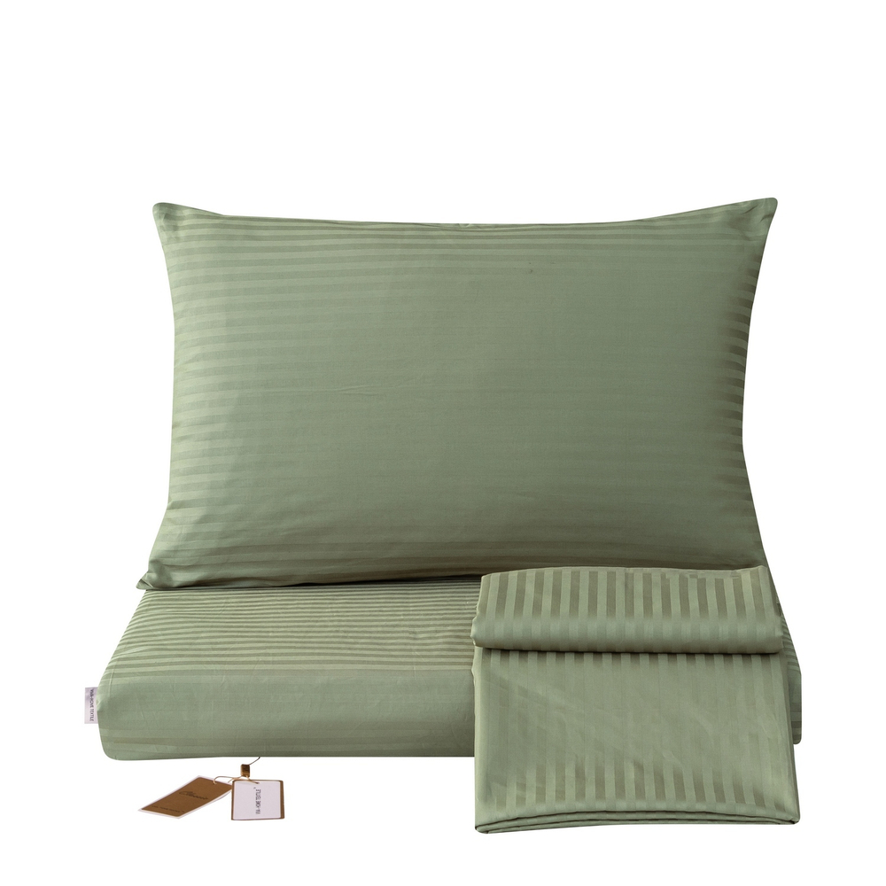 Комплект постельного белья Страйп Сатин Однотонный на резинке CTR028