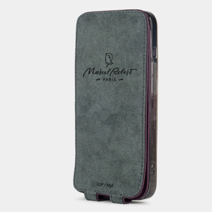 Чехол для iPhone 15 Pro из кожи козы, фиолетового цвета