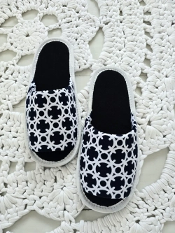 Тапочки хлопковые открытый нос орнамент