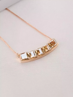 Колье Мираж с дорожкой кубиков Swarovski цвета шампань