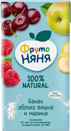 Сок Фруто Няня банан яблоко вишня и малина 0,2 л