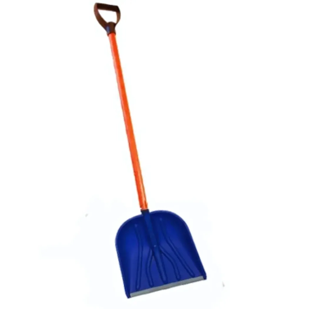 Лопата снеговая пластиковая Купец-2 410*460 мм, цветная с стеклокомп.черенком и V-ручкой, d=32