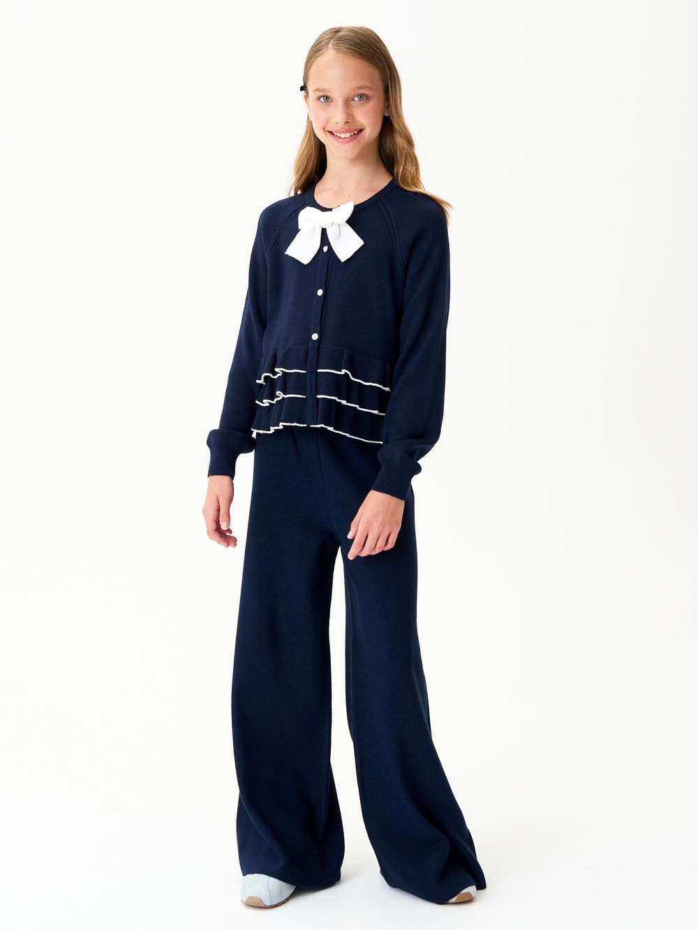 Кардиган для девочки 1165 сине-белый