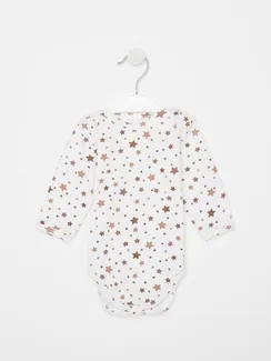 Боди детское, цвет белый/бежевый, рост 74 см