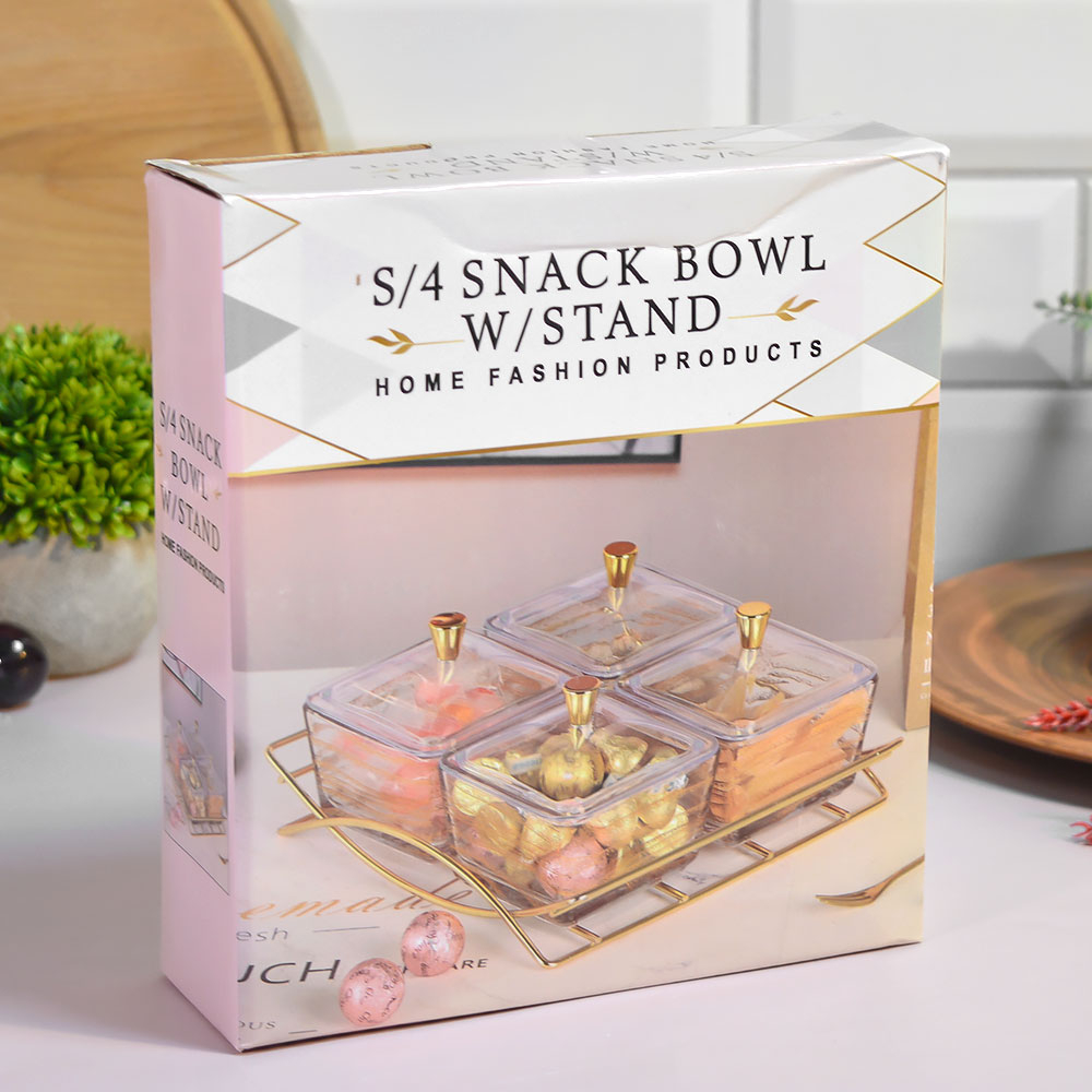 Менажница 4-х секционная 20*17,5*8,5см на металлической подставке, 9189