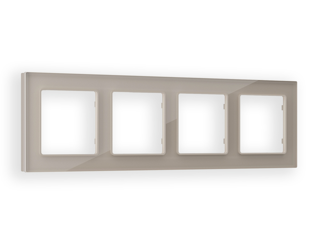 AF380604 Рамка ALFA Platos (Серо-бежевый Стекло закаленное натуральное) 4-ая