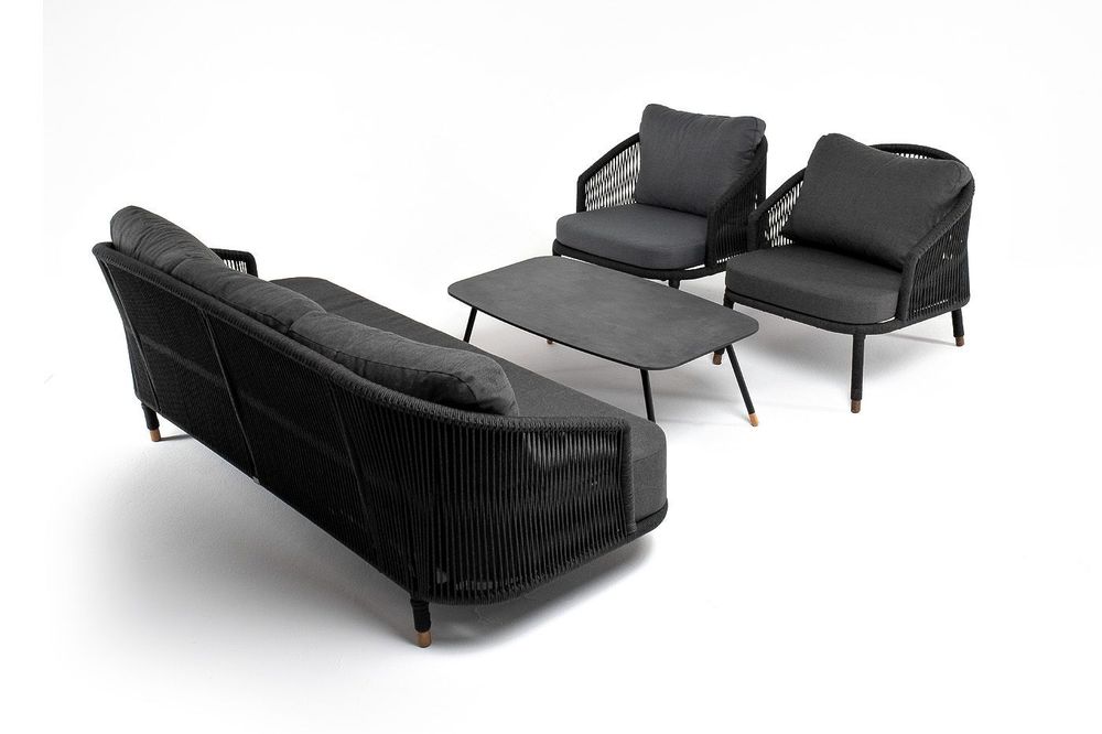 "Верона" лаунж-зона 5-местная плетеная из роупа (веревки), каркас алюминиевый темно-серый, роуп темно-серый