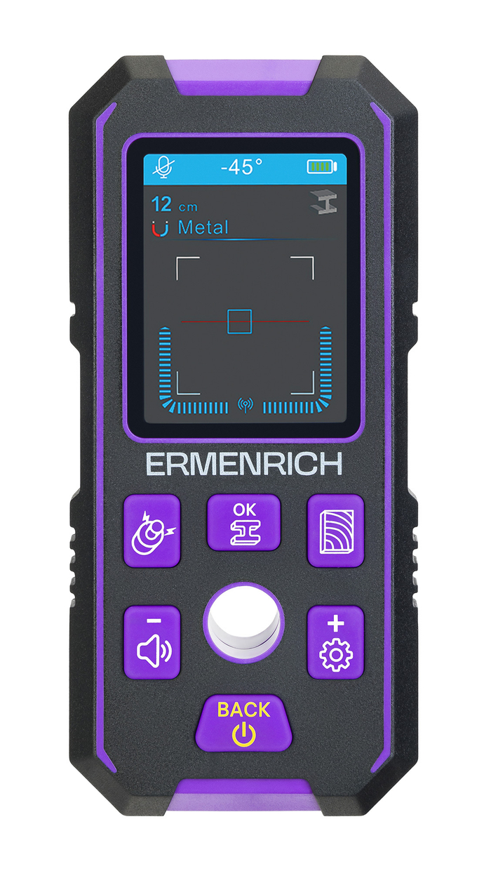 Детектор скрытой проводки Ermenrich Ping SM70, фиолетовый