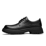XIBUGONGYANG Casual Leather Shoes Men"s Low top Black/Dark Brown