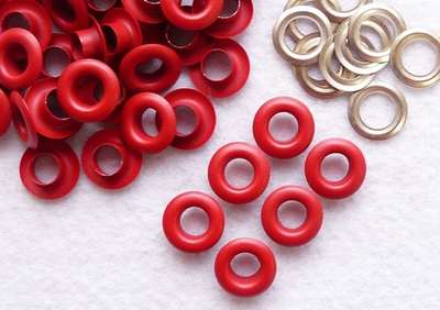 Люверс №5 (8мм), цвет- Красный матовый, эмаль/сталь, уп.-10 шт