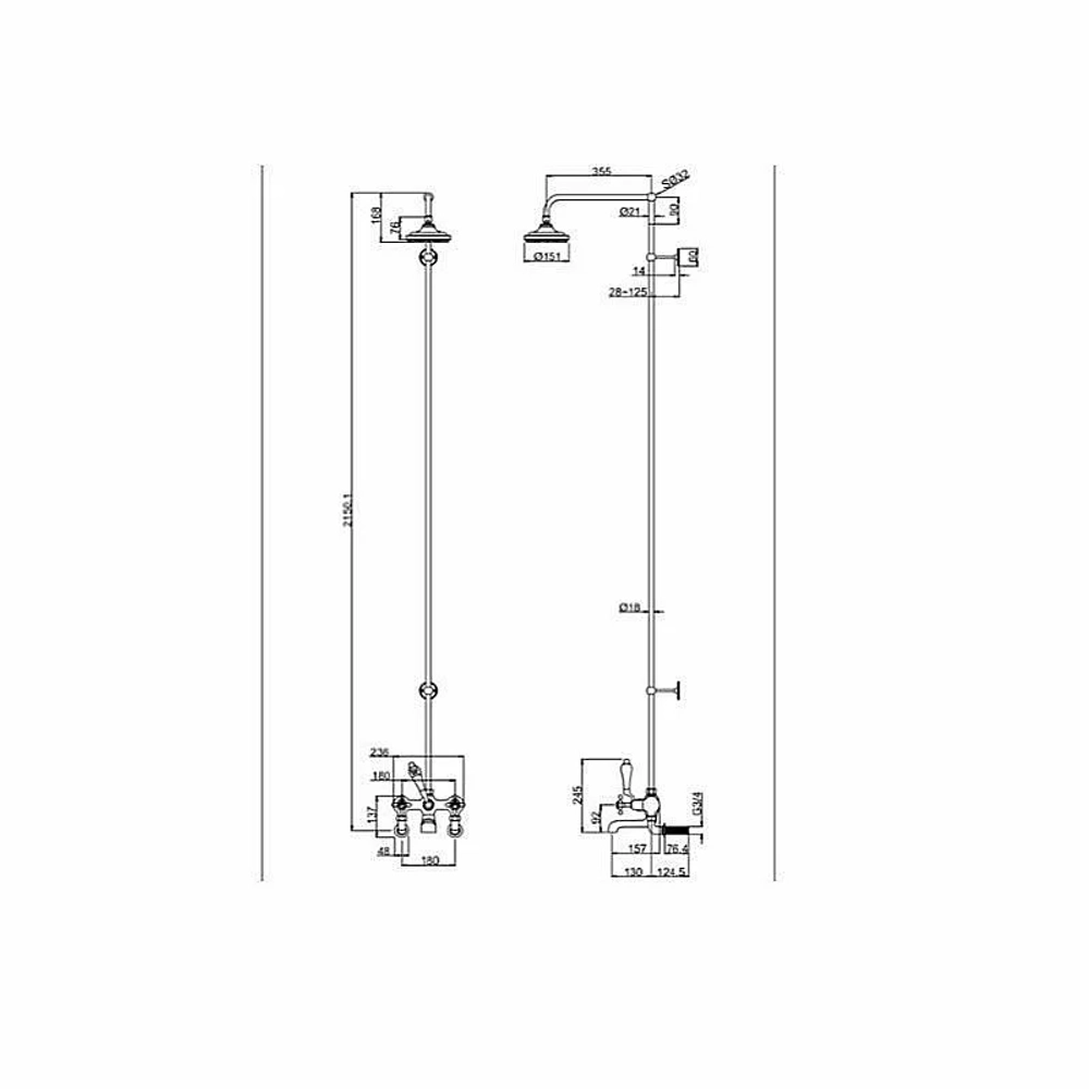 Душевая система Burlington Birkenhead H295A-BI