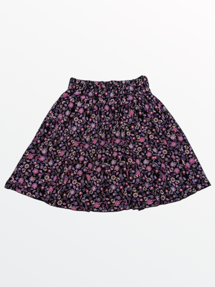 22232 Шорты-юбка женские вискозные цветы на черном (42)