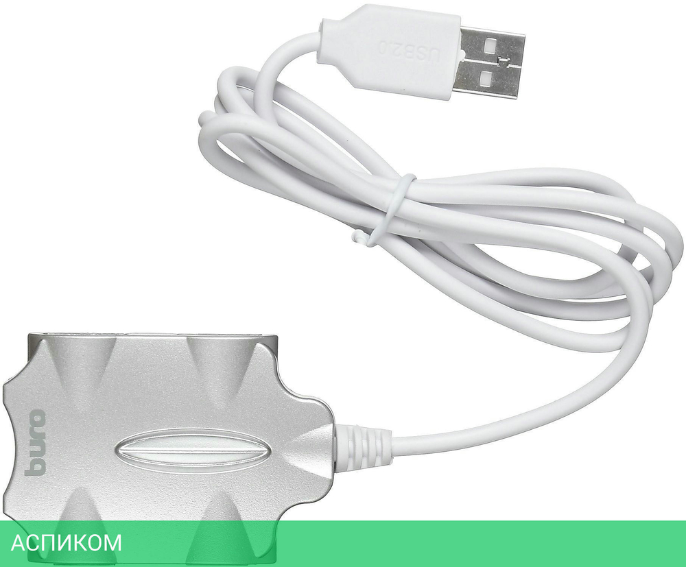 USB-хаб Buro BU-HUB4-0.5-U2.0-Candy серебристый