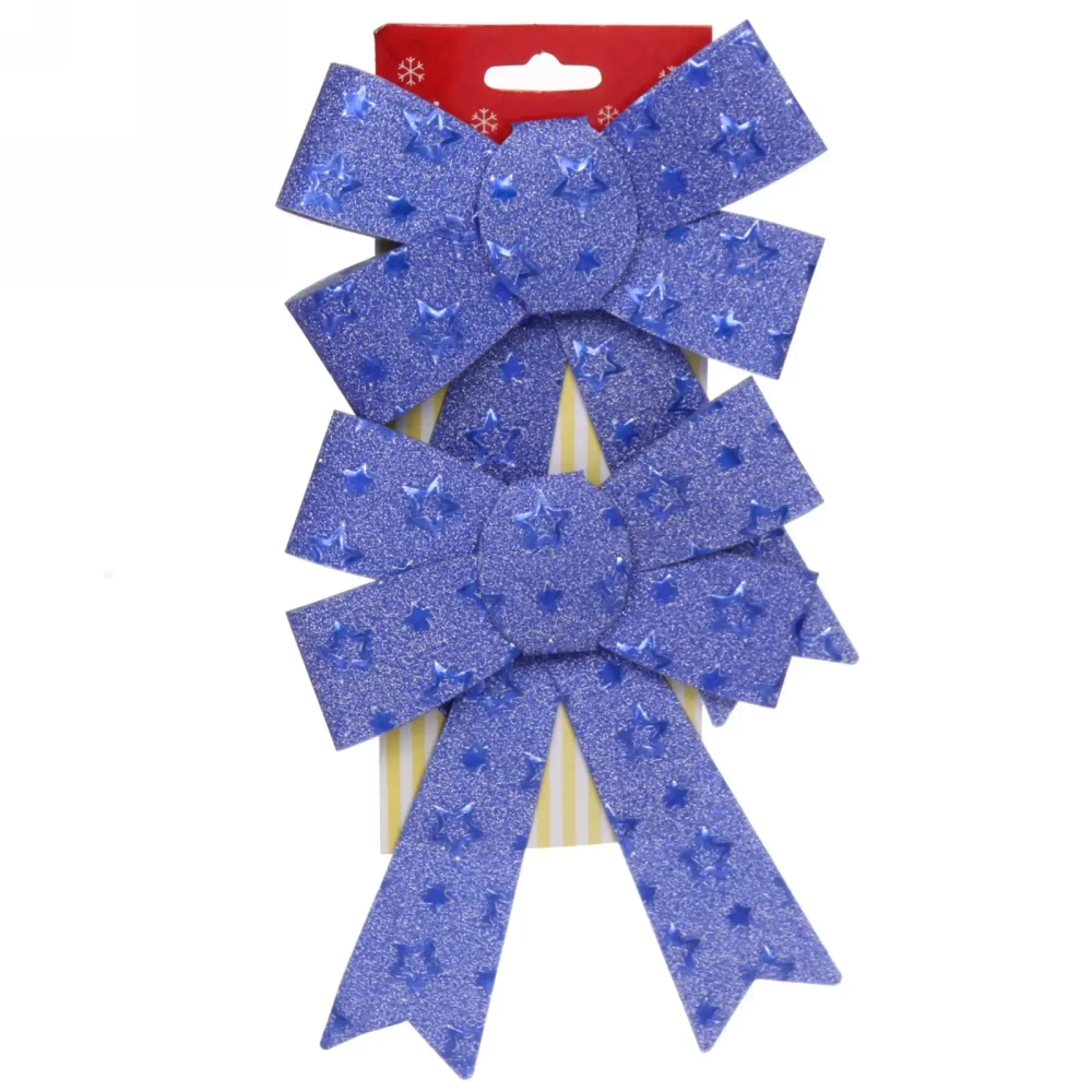 Бант на ёлку «Звездопад» 13*17 см (набор 2 шт), Синий