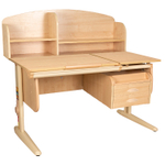 Растущая парта Дэми СУТ 25 с задней полкой СУТ.34.390 и навесной тумбой (1200×880 мм)