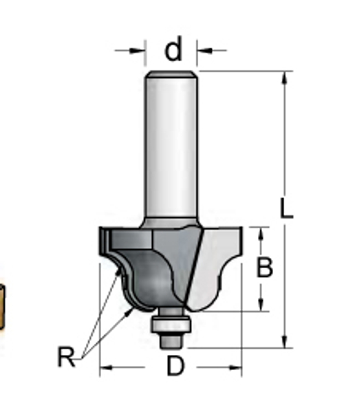 Фреза римский профиль с подшипником D35,0 RD06002