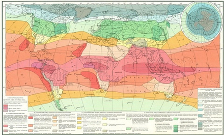 Карта климатические пояса и области Мира ( 94 х 149 см)