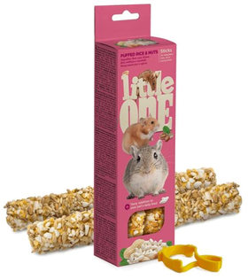 Литтл Уан Палочки для хомяков, крыс, мышей и песчанок с воздушным рисом и орехами 2х55гр.