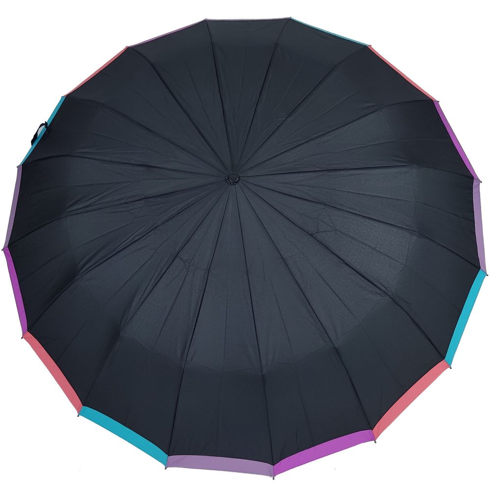 Зонт Три Слона L3161-BLACK, цвет черный, 16 спиц x 58 см, 3 сложения, длина сложенного зонта 31 см, вес 465 гр, ручка прямая