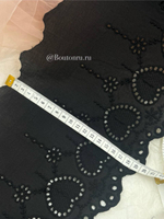 Кружево шитье черное с вышитыми сердцами хлопок (130мм)