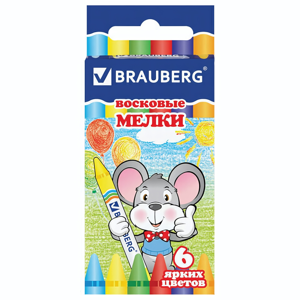 Мелки восковые 6цв. (BRAUBERG)