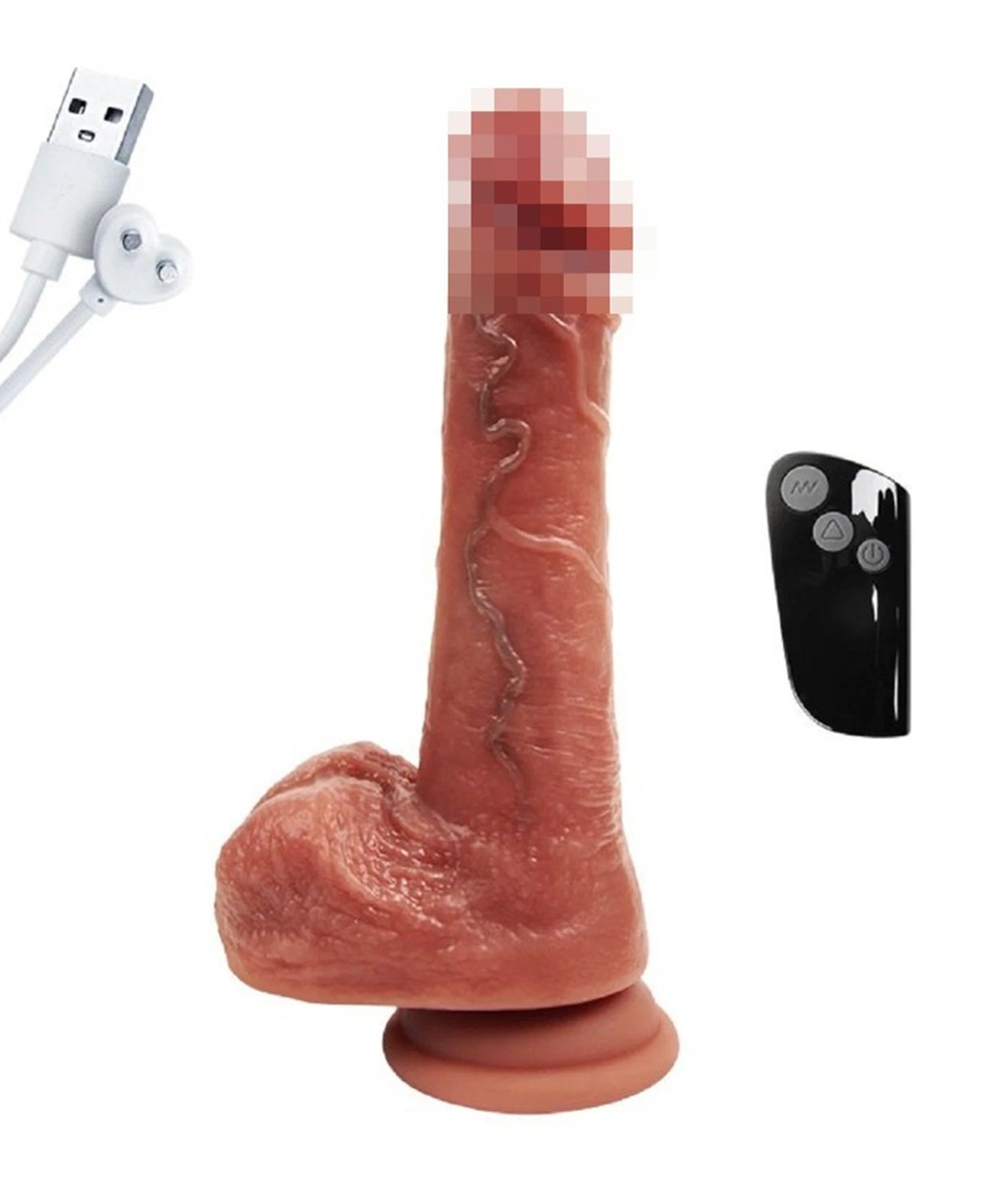 Вибромассажер с мошонкой на присоске реалистичный телесный 19 см