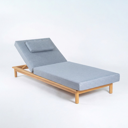 Шезлонг Ideal Patio САПОРИ тик, светло-серый матрас, подушка