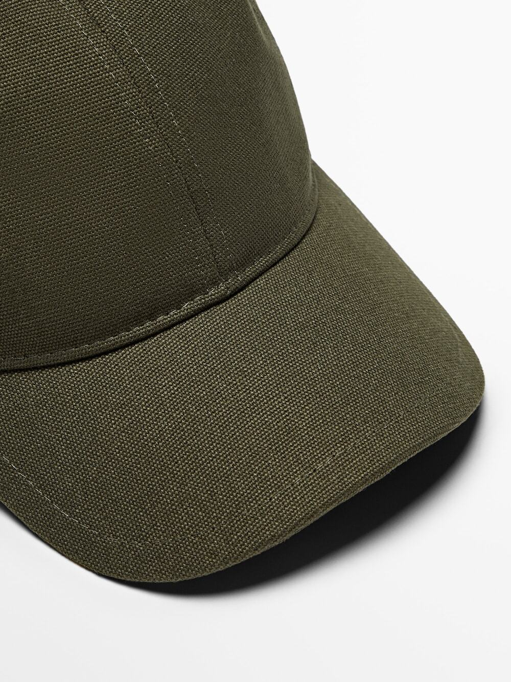 Massimo Dutti Холщовая хлопковая кепка, хаки