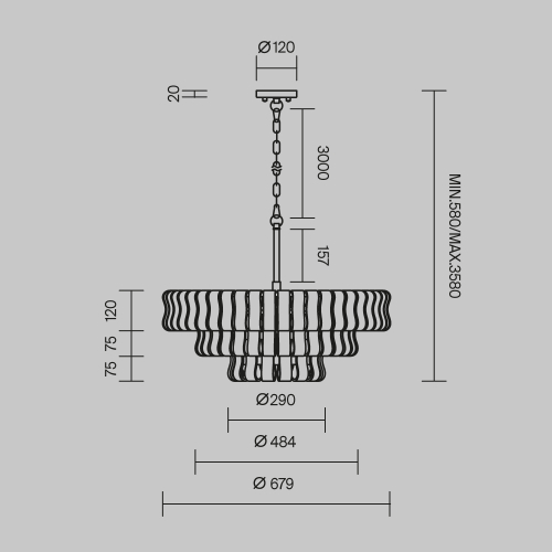 Подвесная люстра Maytoni Boulder MOD538PL-09MG