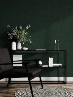 Обои винил горячего тиснения, моющиеся на флизелиновой основе Marvig Modish 1.06м х 10.05м, однотонный темно-зеленый