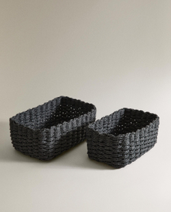 Zara Home Корзина из плетёной бумаги, цвет чёрный, 21 см