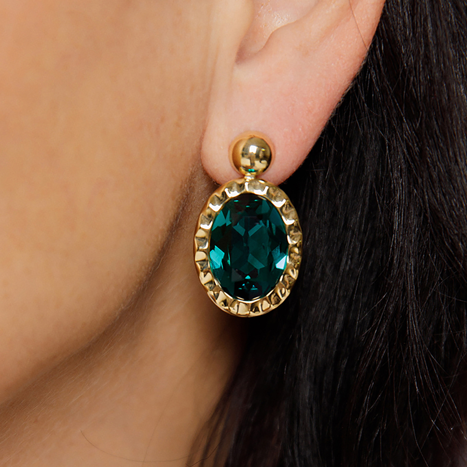 Серьги Qudo TIVOLA UNICA big (G/P) Emerald 2,65 cm 332049