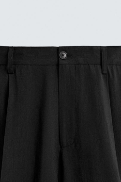 ZARA СТРУЯЩИЕСЯ БРЮКИ СО СКЛАДКАМИ, ЧЕРНЫЙ