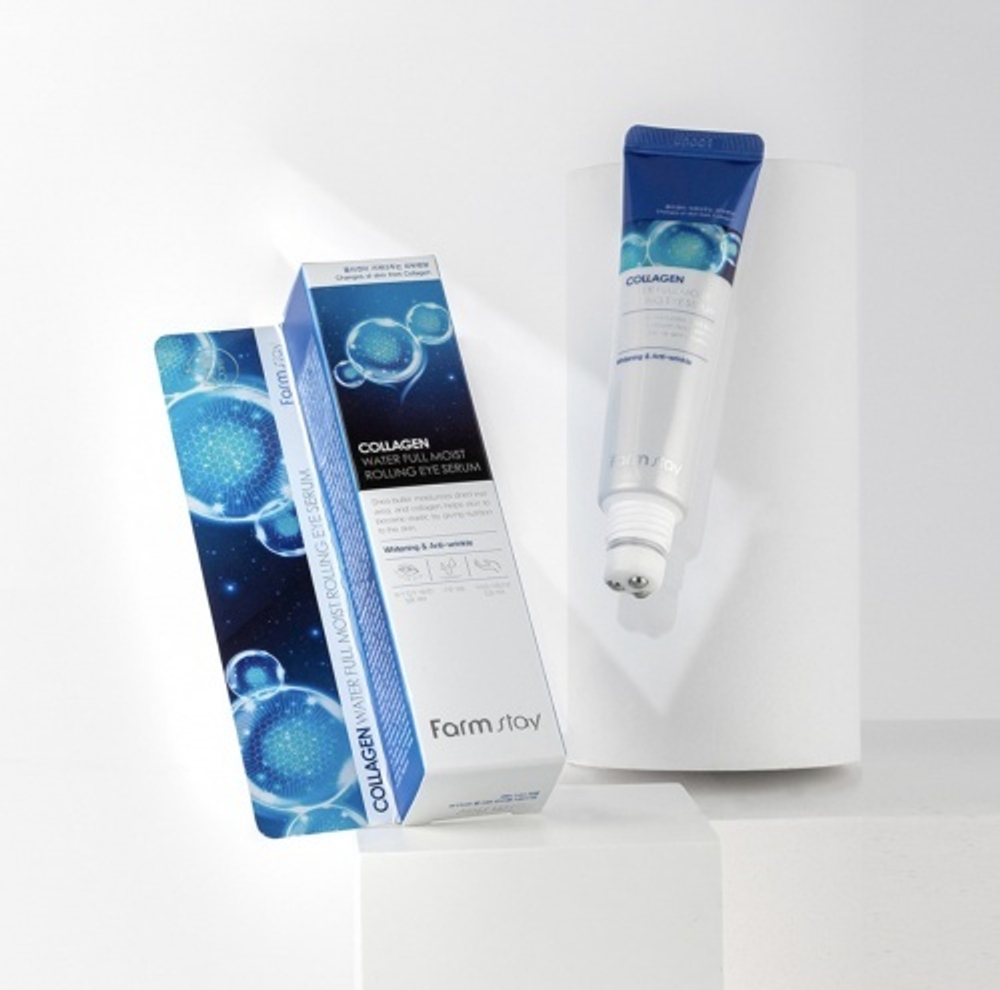 Сыворотка-роллер для век с коллагеном FarmStay Collagen water full moist rolling eye serum