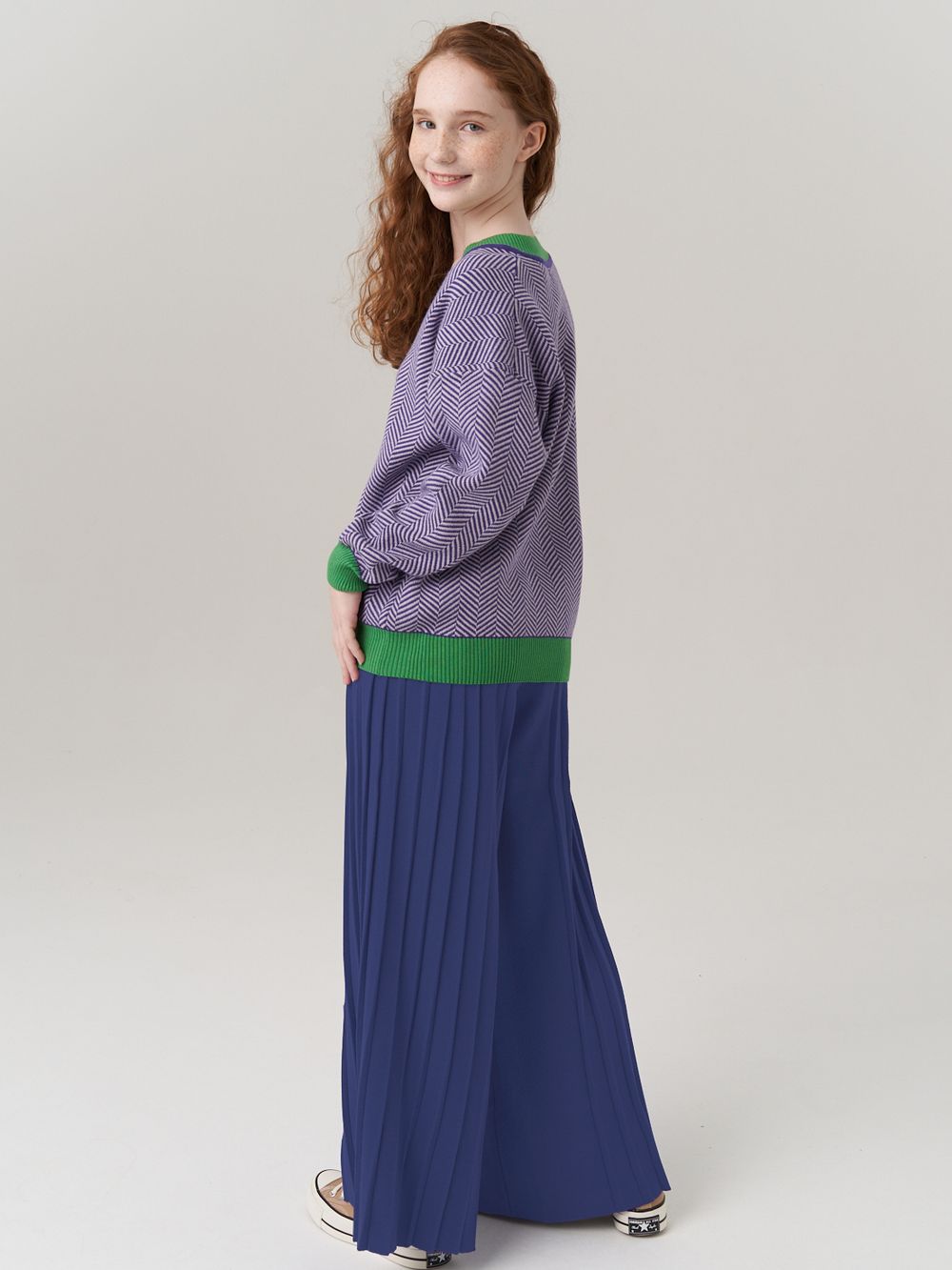 Школьные широкие брюки для девочки AT726-2 сапфировый