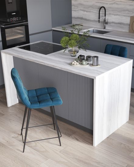 Стул полубарный Джанго велюр синий высота сиденья 60 см